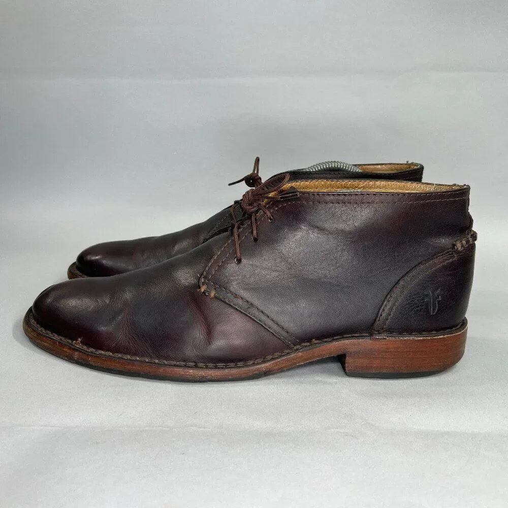 Frye Oliver Boots‎ Men's Size 9D Brown Leather Lace Up Casual Chukka Boots